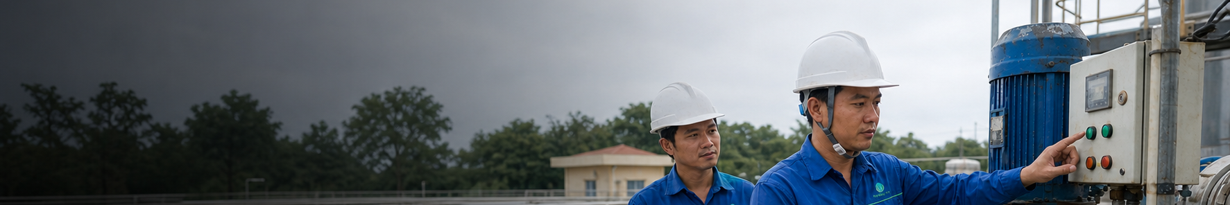 Nhân viên vận hành hệ thống xử lý nước thải